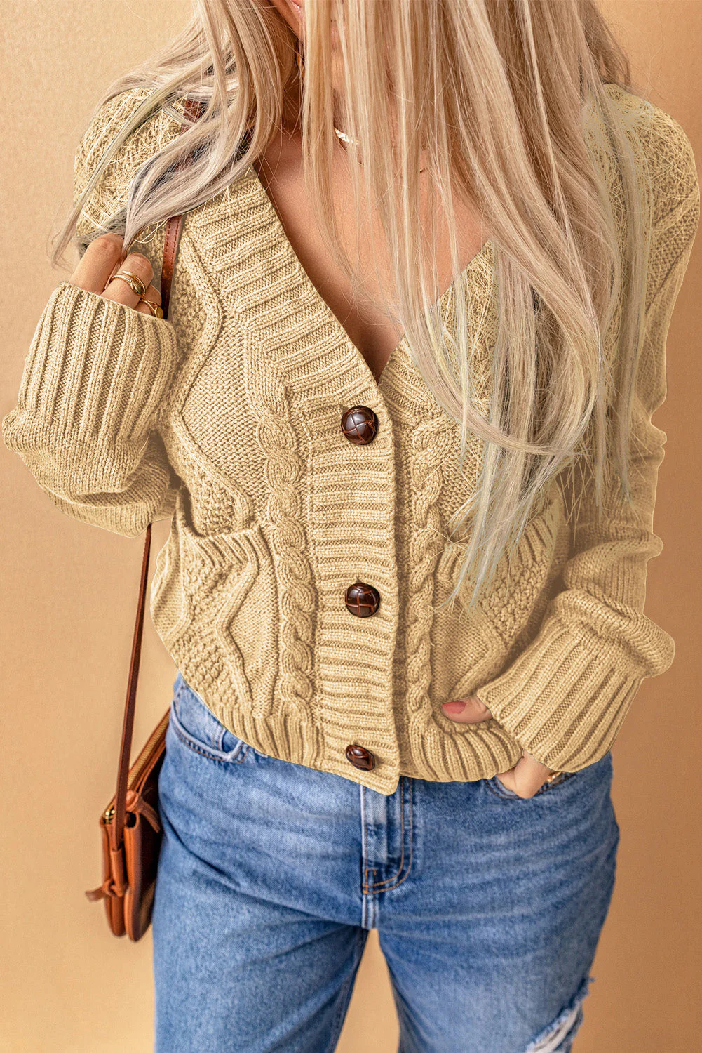 Cardigan texturé avec poches et boutons – Image 4