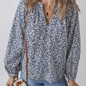 Blouse a manches bouffantes et imprimé floral