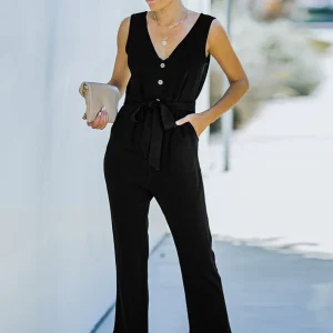 Combinaison Ceinturée À Col En V