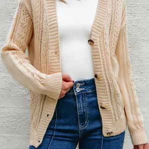 Cardigan pull ouvert en tricot a épaules tombantes