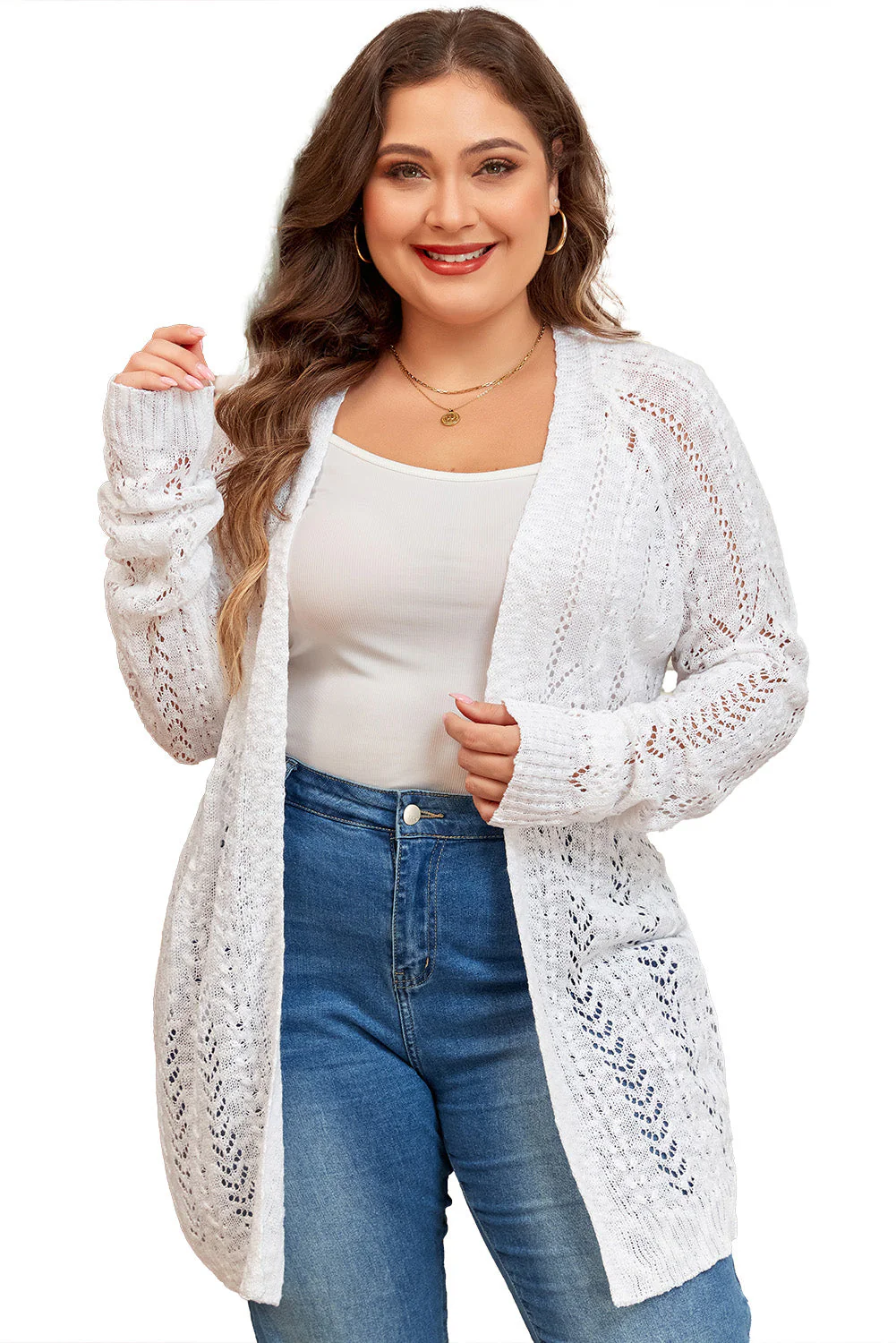 Cardigan en Maille à Oeillets de Grande Taille – Image 9
