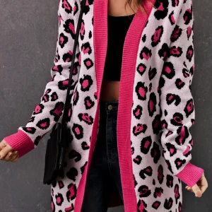 Cardigan long tricoté à bordure côtelée