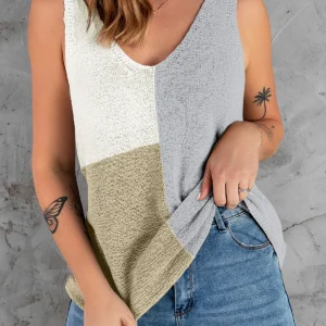 Débardeur Tricoté À Blocs De Couleurs