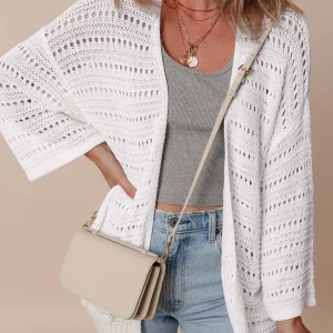 Cardigan ouvert à manches bracelet en tricot