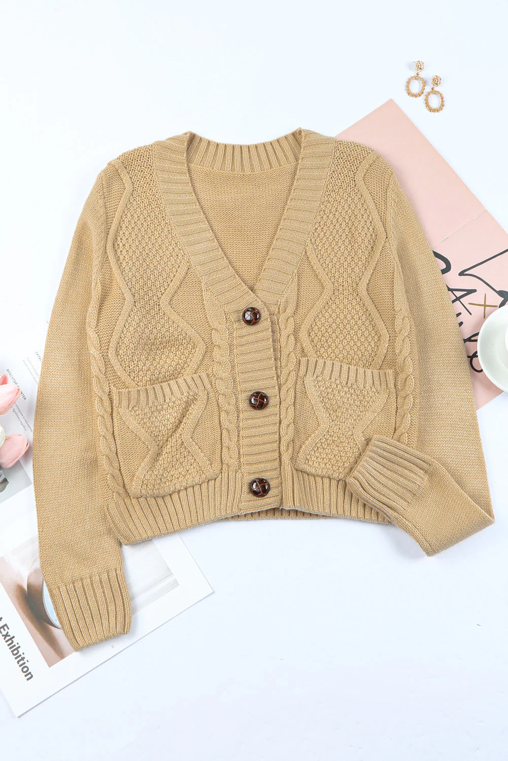 Cardigan texturé avec poches et boutons – Image 6
