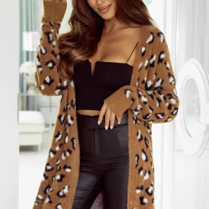 Cardigan en fourrure imprimé léopard