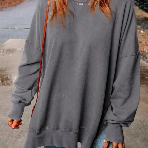 Sweat-shirt surdimensionné à bordure côtelée