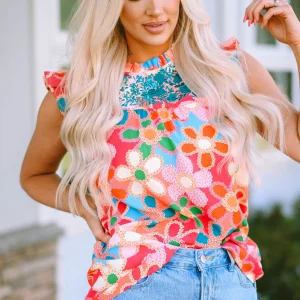 Débardeur à volants et imprimé floral