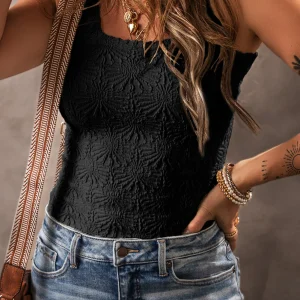 Débardeur a col carré en jacquard fleuri