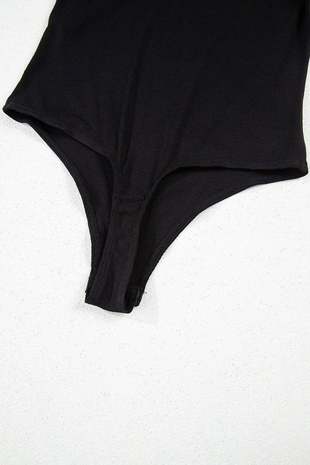 Body Côtelé Patchwork À Volants En Similicuir Noir – Image 9