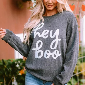 Hey Boo Sweat-Shirt D'Halloween À Cordon Graphique