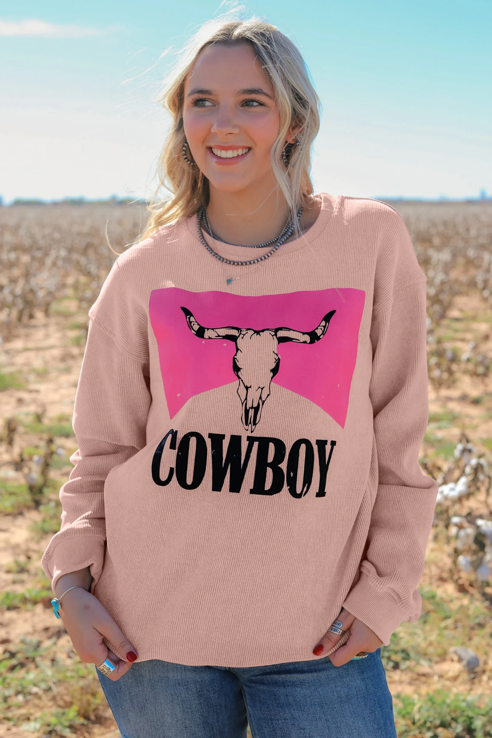 Steer Head Cowboy Womensweat-Shirt – Image 2