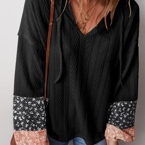 Blouse en tricot texturé patchwork floral