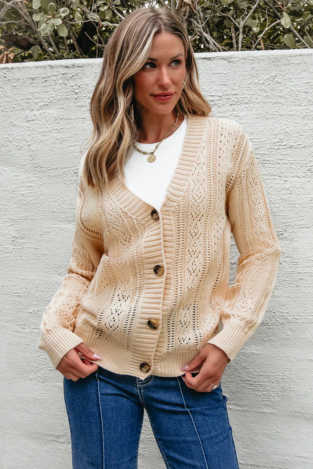 Cardigan pull ouvert en tricot a épaules tombantes – Image 4