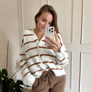 Gilet boutonné à rayures