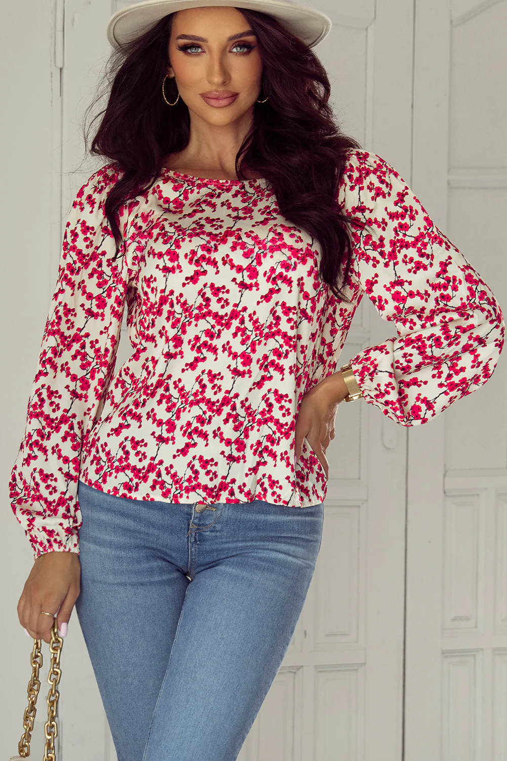 Blouse à imprimé floral et dos ouvert – Image 4