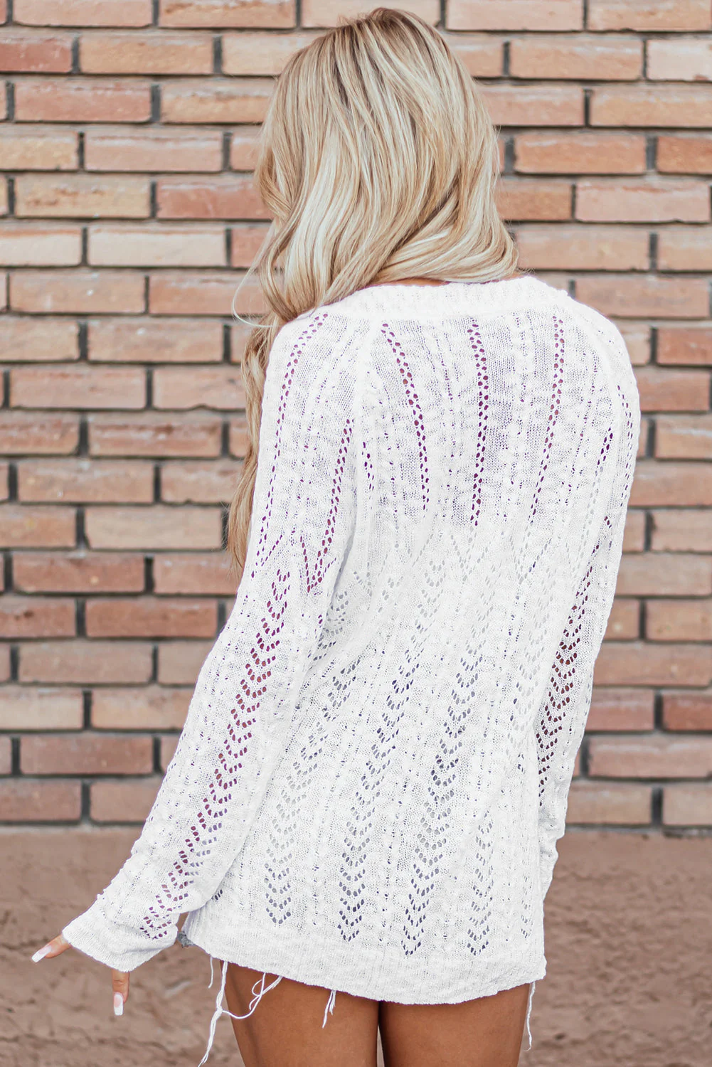 Cardigan en tricot ouvert uni – Image 3