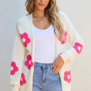 Cardigan ouvert sur le devant à motif floral