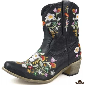 Bottines Western Fleurs Brodées