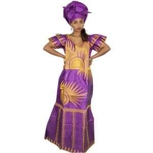 Boubou Africain Doré Femme