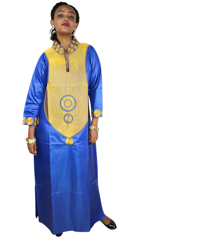 Boubou Africain Femme Bleu – Image 2
