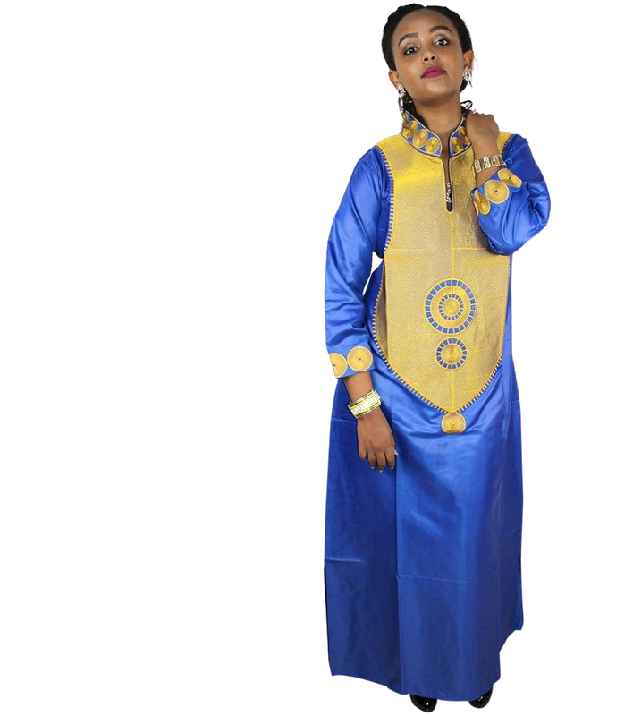 Boubou Africain Femme Bleu – Image 3
