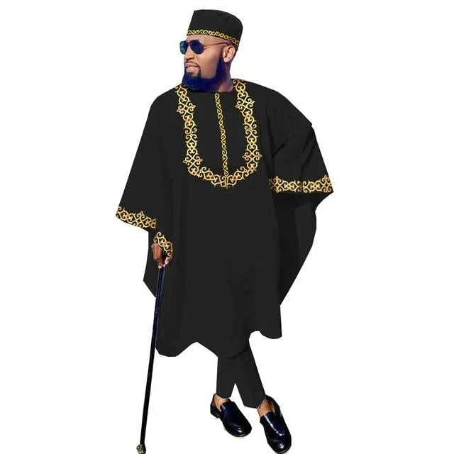 Boubou Africain Homme Noir – Image 2