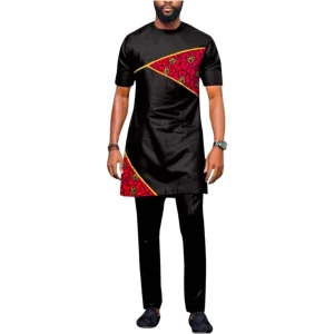 Boubou Africain Noir et Rouge