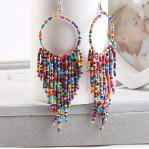 Boucles d'Oreilles en Perles Style Africain