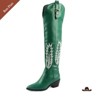 Bottes de Cowboy Femme Vertes - Pointure 39 - Bon Plan