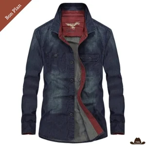 Chemise de Western en Jean Homme - M et 4XL - Bon Plan