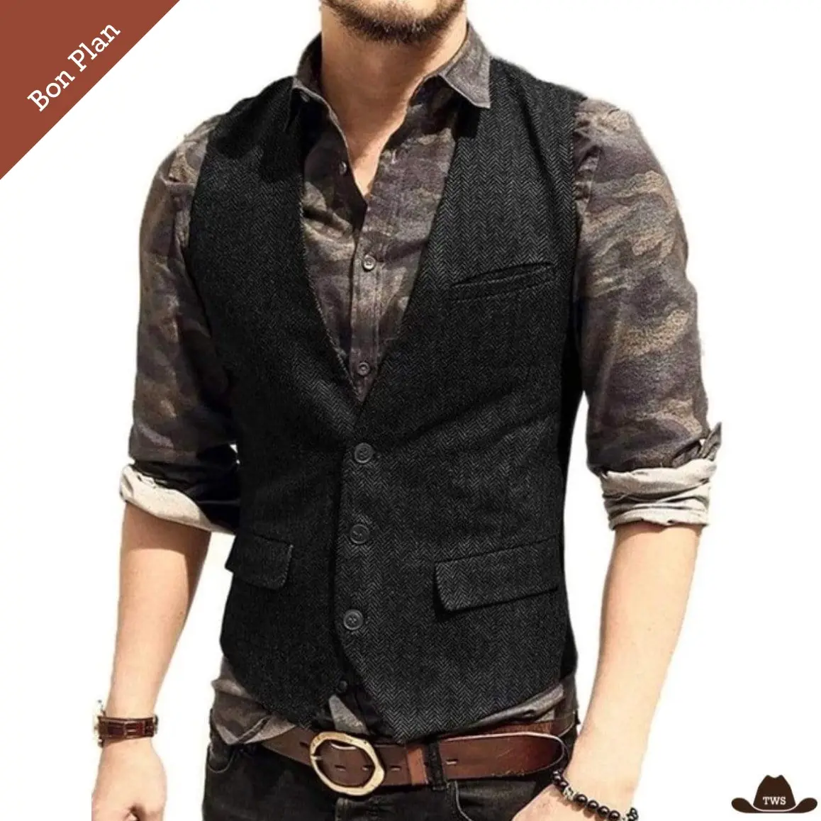 Gilet Cowboy Homme - Multi Tailles - Bon Plan – Image 3