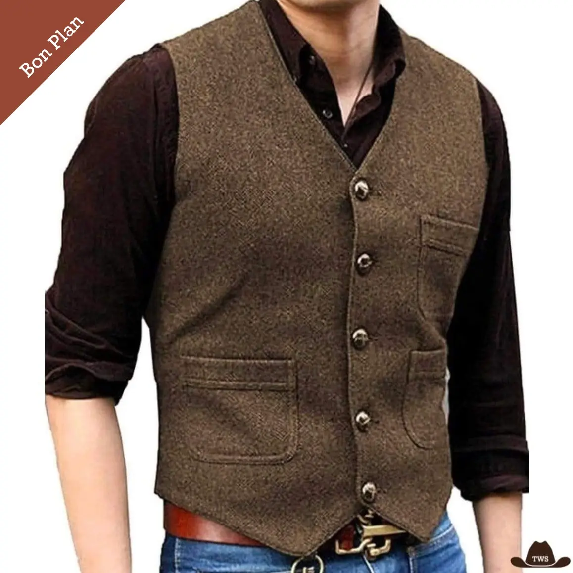 Gilet Homme Western - Multi Tailles - Bon Plan – Image 3