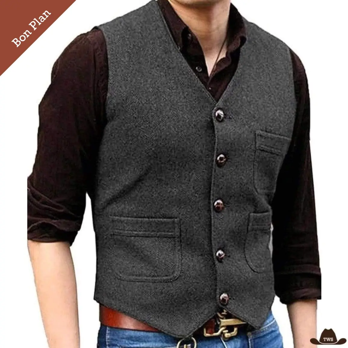 Gilet Homme Western - Multi Tailles - Bon Plan – Image 4