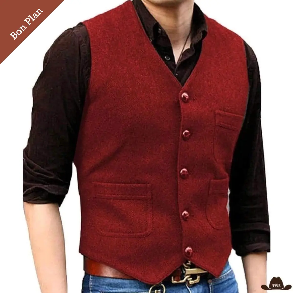 Gilet Homme Western - Multi Tailles - Bon Plan – Image 2