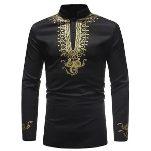 Chemise Africaine Noire Col Mao