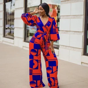 Combinaison Pantalon Evasé Style Africain