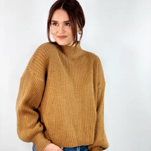 Pull col cheminée manches bouffantes