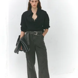 Judith-Pantalon large à ourlet marqué