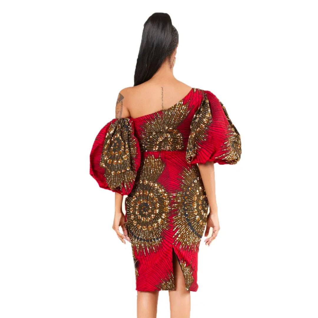 Robe Africaine Wax Epaule Dénudée – Image 5