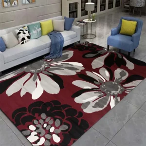 Tapis Africain Rouge Fleurs