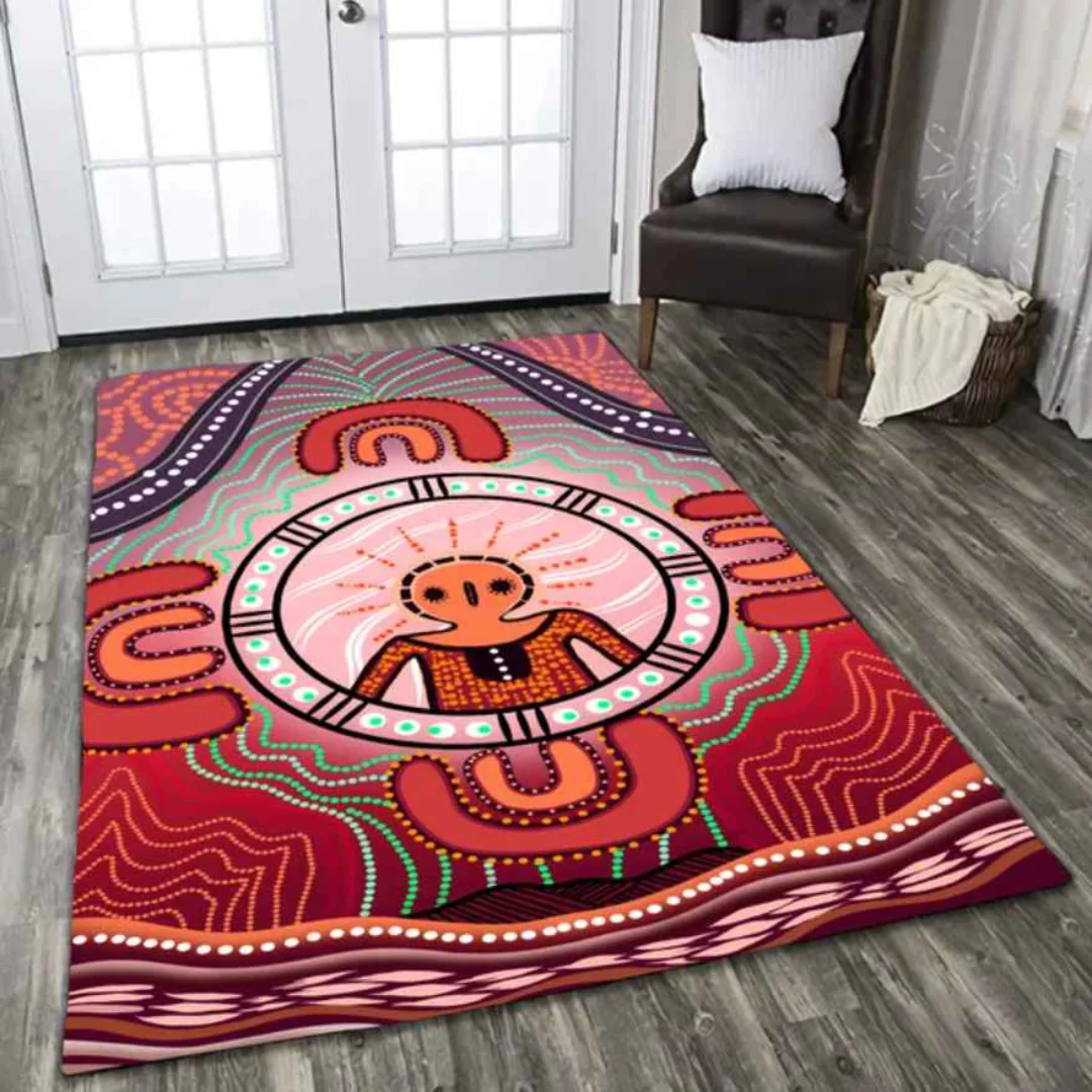 Tapis Forme Géométrique Africain Rouge – Image 2