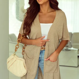 Cardigan long à manches mi-longues Dolman