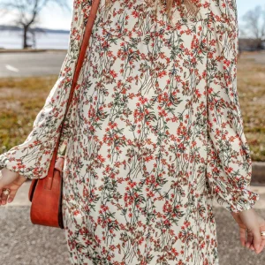 Mini-robe a manches longues et imprimé floral