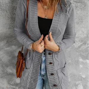 Cardigan à fermeture gris foncé