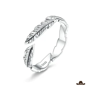 Bague Plume Ajustable (Argent)