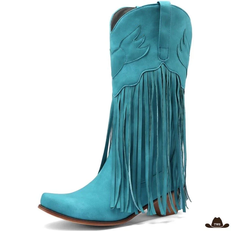 Bottines Cowboy Femme Turquoise – Image 2