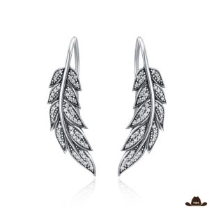 Boucles d'Oreilles à Plumes (Argent)
