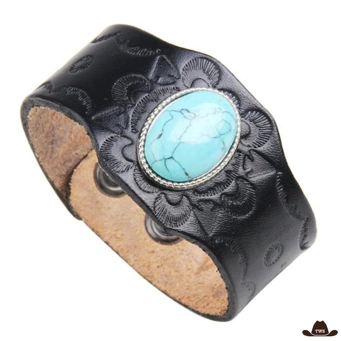 Bracelet Cuir Pierre Turquoise – Image 3
