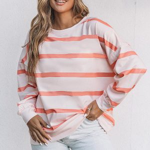 Sweat-shirt rayé à épaules tombantes